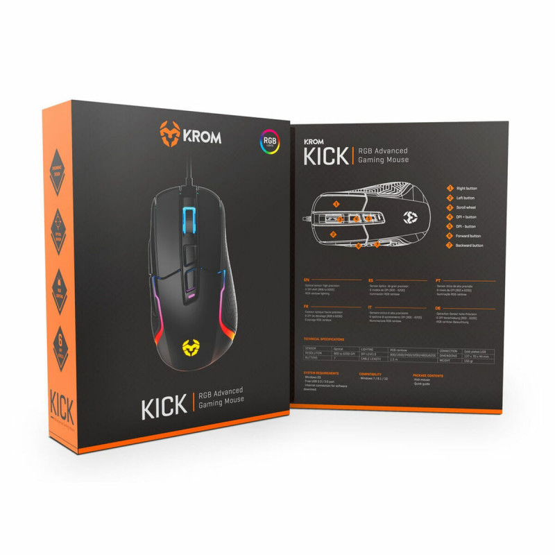 Ratón Gaming Krom Kick RGB 6200 dpi