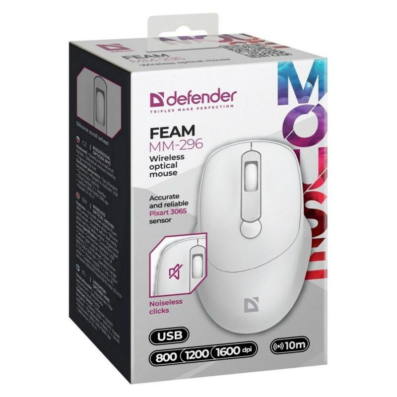 Ratón Inalámbrico Defender MM-296 RF Blanco