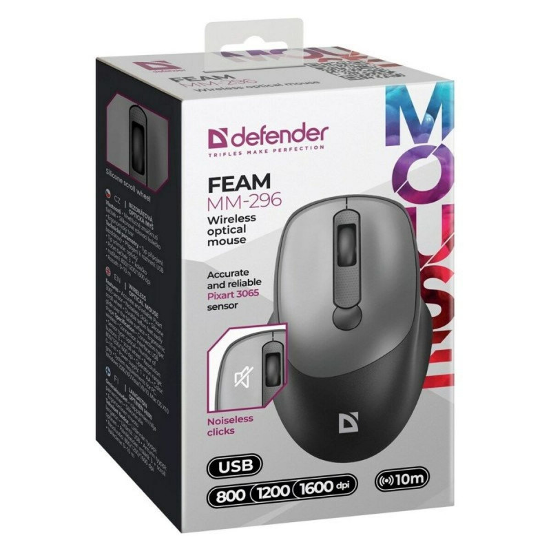 Ratón Inalámbrico Defender MM-296 Gris