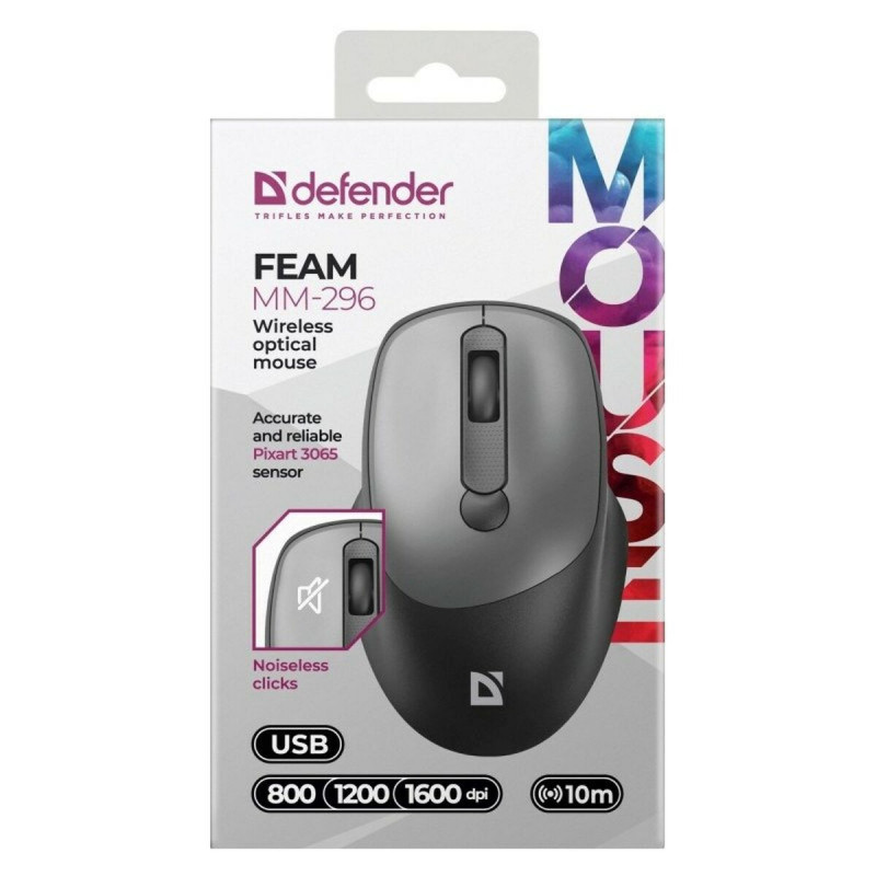 Ratón Inalámbrico Defender MM-296 Gris