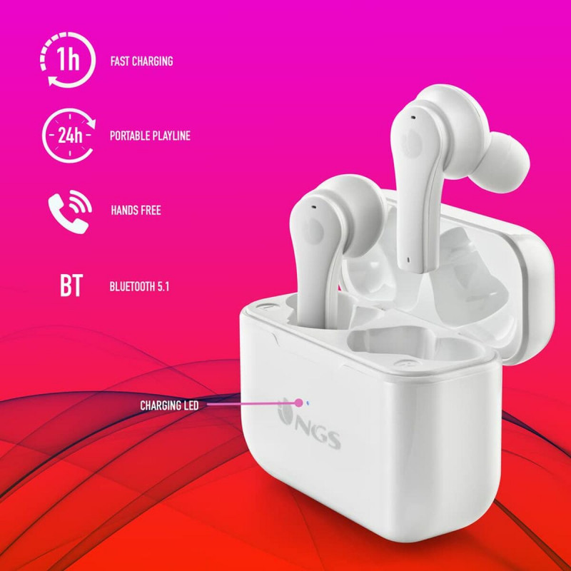 Auriculares Bluetooth NGS ARTICABLOOMWHITE Blanco Negro